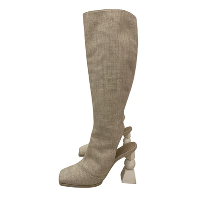 Pre-owned Jacquemus Bomba Cloth Boots In Beige