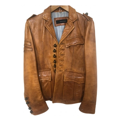 Pre-owned Dsquared2 Leather Jacket In Camel