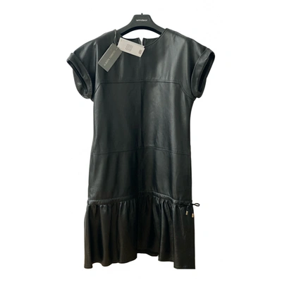 Pre-owned Alberta Ferretti Leather Mid-length Dress In Black