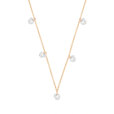 Sole Du Soleil Marigold Collection Women's 18k Rg Plated Floating Stone Fashion Necklace In Gold Tone,pink,rose Gold Tone