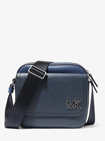 Michael Kors Hudson Color-blocked Leather Messenger Bag In Blue