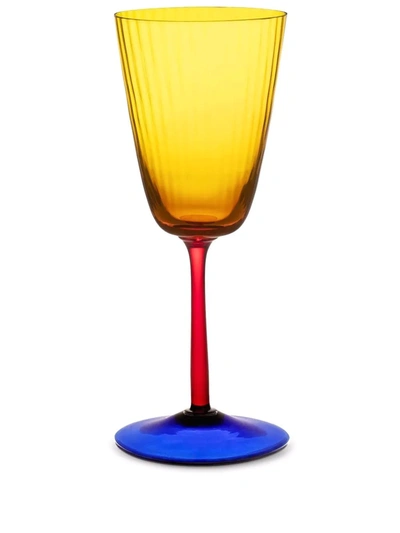 Dolce & Gabbana Hand-blown Murano White Wine Glass In Multicolor