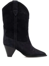 Isabel Marant Duerto 40 Western Suede Boots In Black