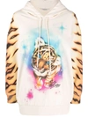 Stella Mccartney Ladies Magnolia Tiger Print Cotton Hoodie In Nude