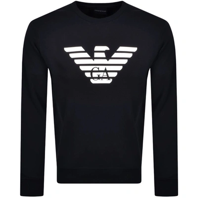 Armani Collezioni Emporio Armani Crew Neck Logo Sweatshirt Navy