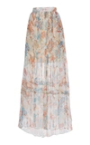 Etro Pleated Floral-print Silk-chiffon Maxi Skirt In Print