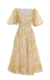 Zimmermann Postcard Belted Floral-print Linen And Silk-blend Midi Dress In Floral
