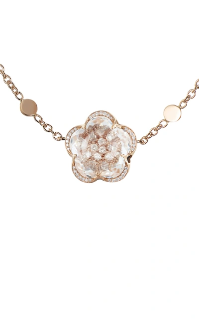 Pasquale Bruni 18k Rose Gold Bon Ton Rock Crystal & Diamond Flower Sautoir Necklace, 40
