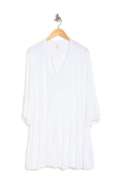 Elan A-line Tiered Mini Dress In White