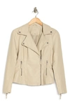 Max Studio Washed Faux Leather Moto Jacket In Parchment