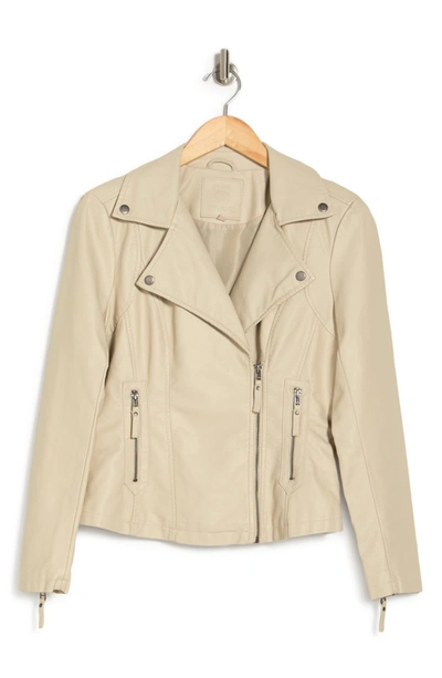 Max Studio Washed Faux Leather Moto Jacket In Parchment