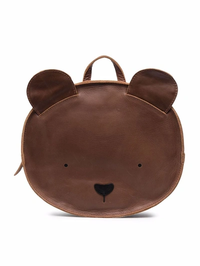 Donsje Kids' Animal-ears Leather Backpack In Brown