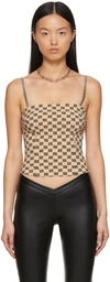 Misbhv Beige Monogram Spaghetti Tank Top In Beige