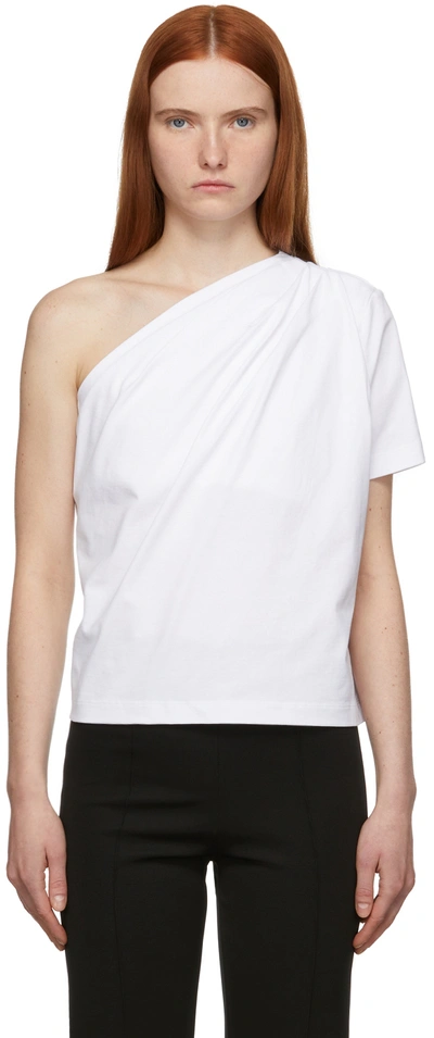Gauge81 One-shoulder Organic Cotton T-shirt In White