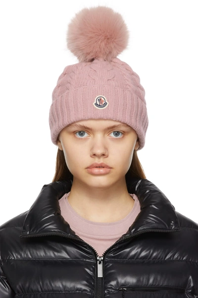 Moncler Pink Pompom Beanie In 516 Pink