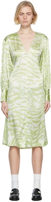 Ganni Drop-shoulder V-neck Silk-blend Maxi Dress In 880 Margarita