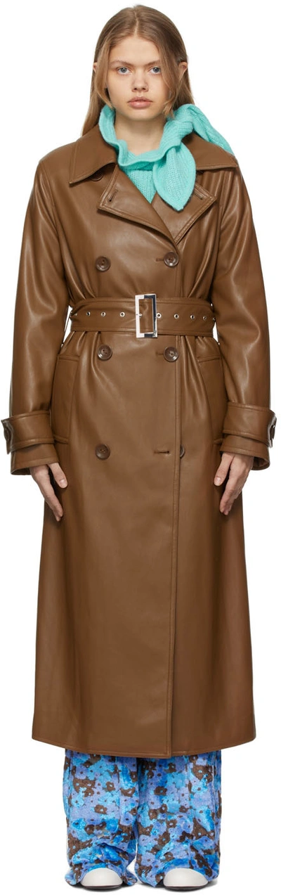 Stand Studio Eco-leather Malou Trench Coat In Brown