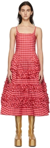 MOLLY GODDARD PINK & RED RUBY FRILLED DRESS