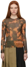 Marques' Almeida Ssense Exclusive Orange Mesh Long Sleeve T-shirt In Yellow Tie Dye