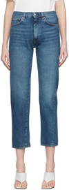 Totême Twisted Seam High-rise Straight-leg Organic-denim Jeans In 405 Washed Blue