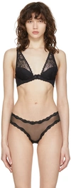 FLEUR DU MAL BLACK GARDENIA LACE OVERLAY DEMI BRA