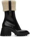 Chloé Women's Betty Shearling Cuff Rain Boots In 001 Black