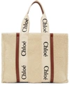 CHLOÉ OFF-WHITE LARGE WOODY TOTE