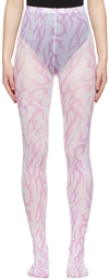 ASHLEY WILLIAMS PINK & WHITE ALL OVER TATTOO PRINT TIGHTS