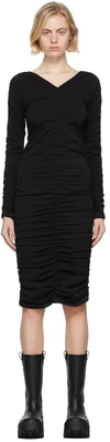 Helmut Lang Black Ruched Seamless Jersey Dress