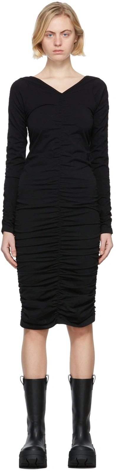 Helmut Lang Black Ruched Seamless Jersey Dress | ModeSens