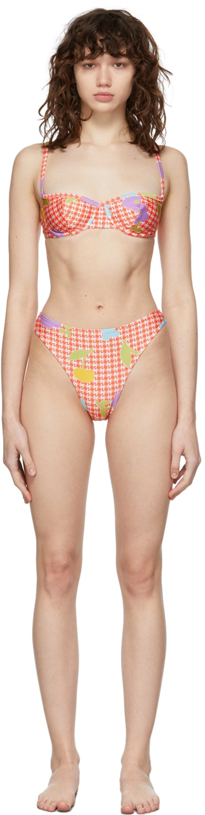Mirror Palais Ssense Exclusive Red Graphic Sweetheart & High-waisted Bikini In Honey Child