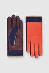 Cos Colour-block Leather Gloves In Orange