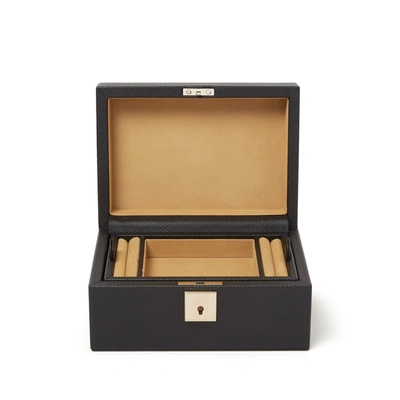 Smythson Small Jewellery Box With Tray In Panama In Black