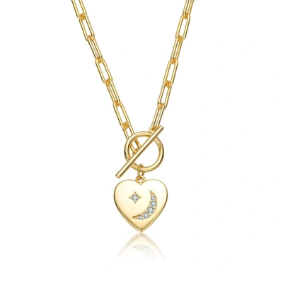 Rachel Glauber 14k Gold Plated Cubic Zirconia Charm Necklace In Gold-tone