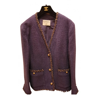 Pre-owned Chanel Tweed Short Vest In Purple