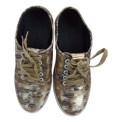 Pre-owned Alexander Wang Leather Trainers In Gold