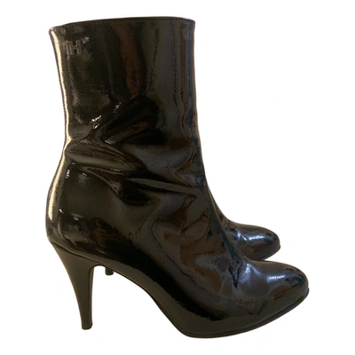 Pre-owned Tommy Hilfiger Patent Leather Ankle Boots In Black