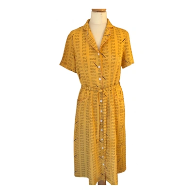 Pre-owned Hvn Silk Dress In Yellow