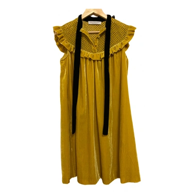 Pre-owned Philosophy Di Lorenzo Serafini Velvet Mid-length Dress In Yellow