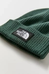 The North Face Tnf Logo Box Cuffed Beanie In Dark Green