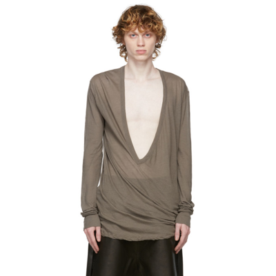 トップス Rick Owens Dylan sleeve T Rick Owens Taupe Dylan Long Sleeve T-shirt In Brown | ModeSens