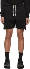 Les Tien Mens Jet Black Raw-hem High-rise Cotton-jersey Shorts Xl