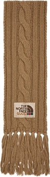 GUCCI TAN THE NORTH FACE EDITION WOOL SCARF
