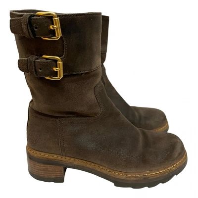 Pre-owned Prada Ankle Boots In Brown