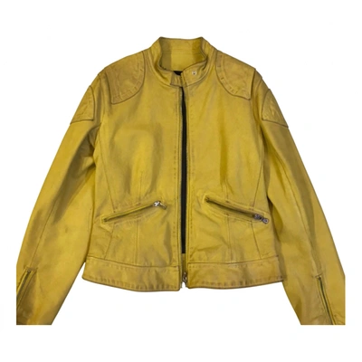 Pre-owned Dolce & Gabbana Leather Short Vest In Yellow