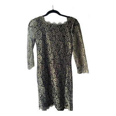 Pre-owned Diane Von Furstenberg Lace Mid-length Dress In Gold