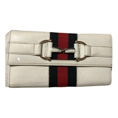 Pre-owned Gucci Ophidia Leather Wallet In White
