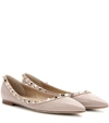 Valentino Rockstud Patent Leather Ballet Flats In Neutrals