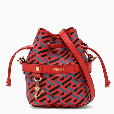 Versace Red La Greca Small Buckeg Bag In Orange