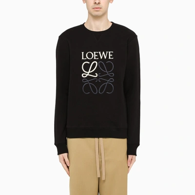 Loewe Anagram-embroidered Cotton-jersey Sweatshirt In Black